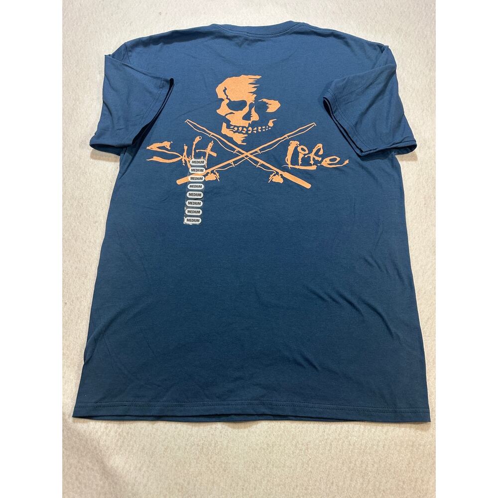 Salt Life Mens M Blue Skull Crossed Knives Pocket Graphic Tee NWT Coastal boho - Picture 8 of 8